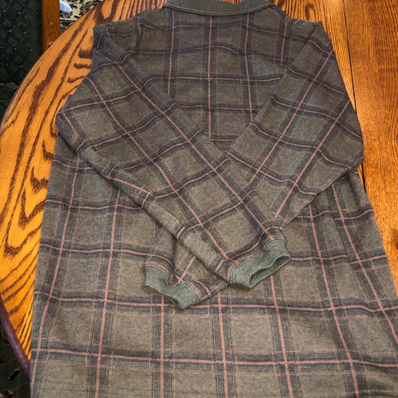 MARC EDWARDS SIZE MEDIUM BROWN PLAID STAIN RESISTANT LONG SLEEVE SWEATER - Picture 4 of 5